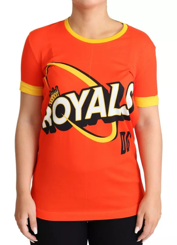 Dolce & Gabbana Orange Royals Print Round Neck T-shirt TSH5758-38