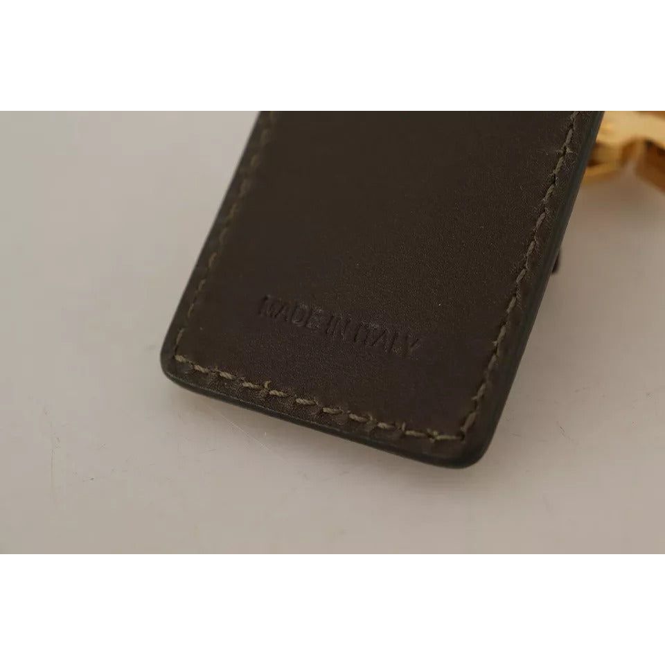 Dolce & Gabbana Green Leather D&G Logo Metal Ring Hook Keyring Keychain SMY1007023