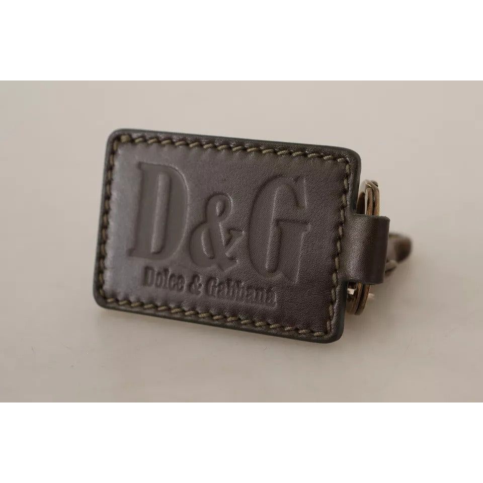 Dolce & Gabbana Green Leather D&G Logo Metal Ring Hook Keyring Keychain SMY1007023
