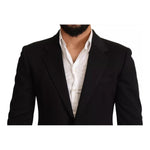 Dolce & Gabbana Black Cotton Slim Fit Coat Blazer Jacket
