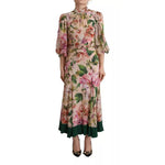Dolce & Gabbana Pink A-line Sheath Floral Pussy Bow Long Dress DR28692-36