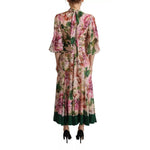 Dolce & Gabbana Pink A-line Sheath Floral Pussy Bow Long Dress DR28692-36
