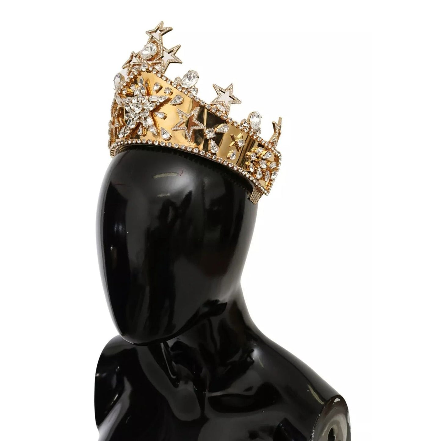 Dolce & Gabbana Gold Crystal Star STRASS Crown Logo Tiara Diadem SMY100155