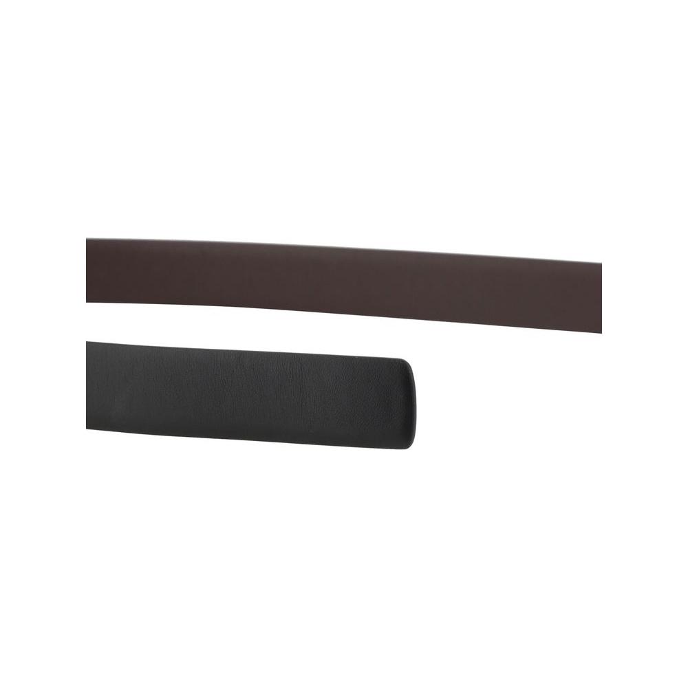 Ferragamo reversible leather belt showing two sides: elegant monochrome and bold variation, featuring iconic Gancini buckle.