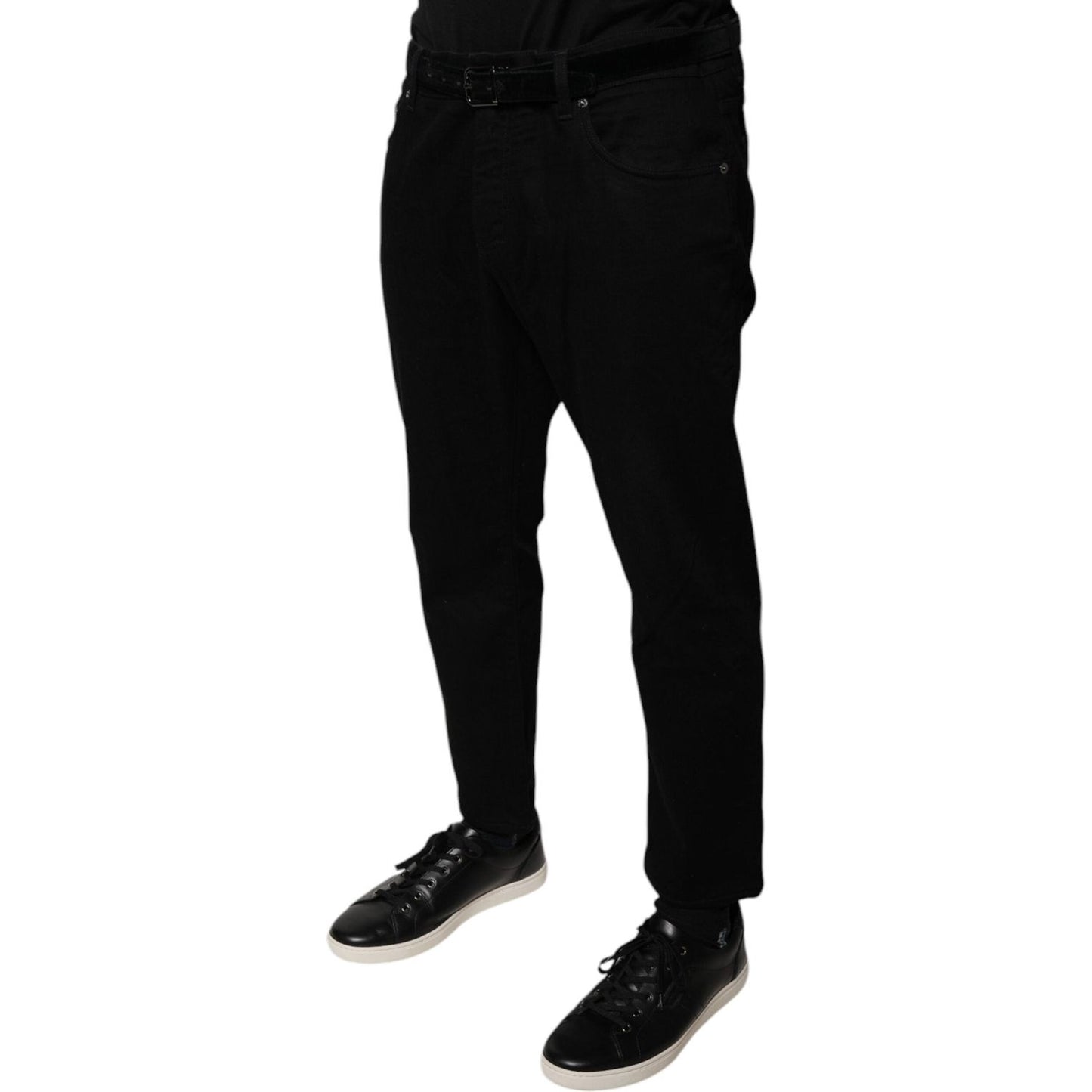 Dolce & Gabbana Black Cotton Stretch Logo Skinny Denim Jeans