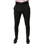 Dolce & Gabbana Black Brocade Polyester Skinny Men Dress Pants