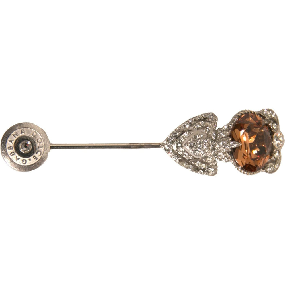 Dolce & Gabbana Silver 925 Sterling Silver Crystals Pin Collar Brooch 1728,67345645728,Dolce & Gabbana,Jewelry,Material: 80% 925 Sterling Silver 20% Glass,Men,Men - Jewelry,New with tags,Other - Men - Jewelry,Silver Dolce & Gabbana SMY10557