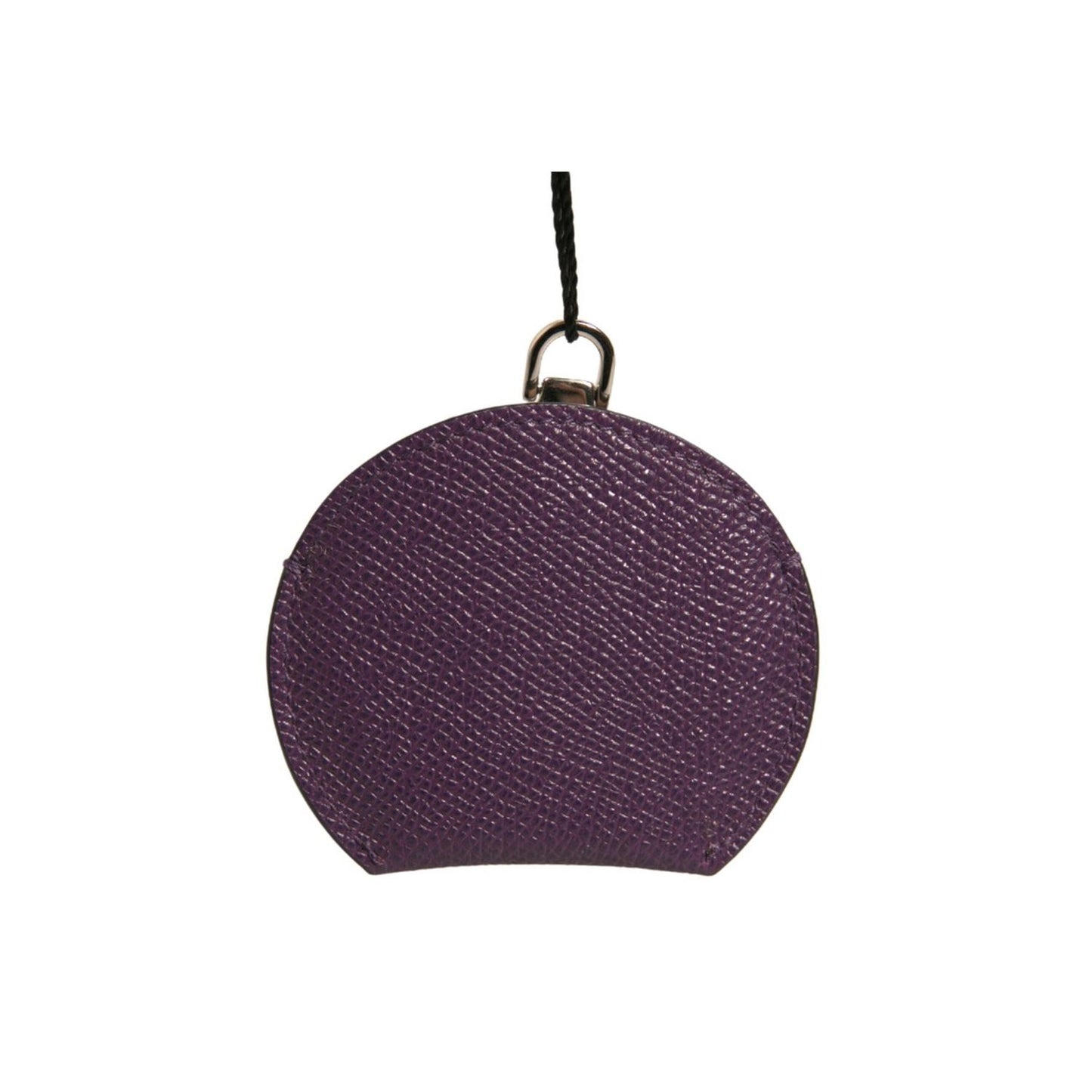 Dolce & Gabbana Purple Calfskin Leather Round Logo Hand Mirror Holder SMY10593