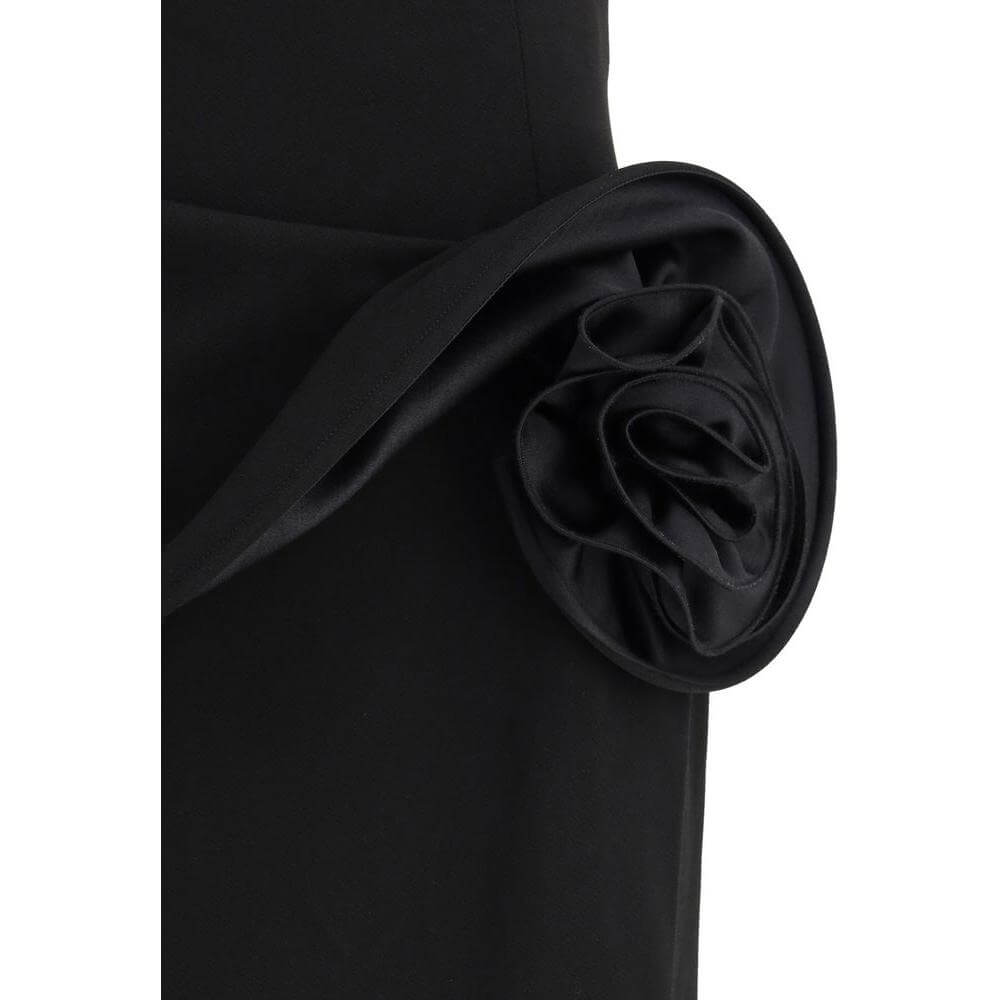 Magda Butrym long evening dress with three-dimensional rose detail and elegant slit