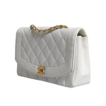 Chanel White Medium Classic DIANA Shoulder Bag Gold Plated Purse CHA40