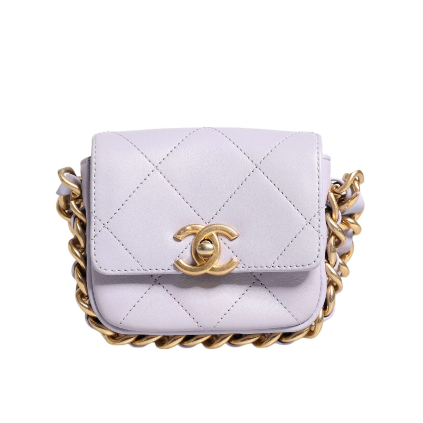 Chanel Blue Quilted Calfskin Framing Chain Flap Mini crossbody Bag CHA54