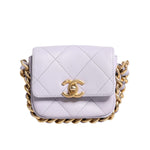 Chanel Blue Quilted Calfskin Framing Chain Flap Mini crossbody Bag CHA54