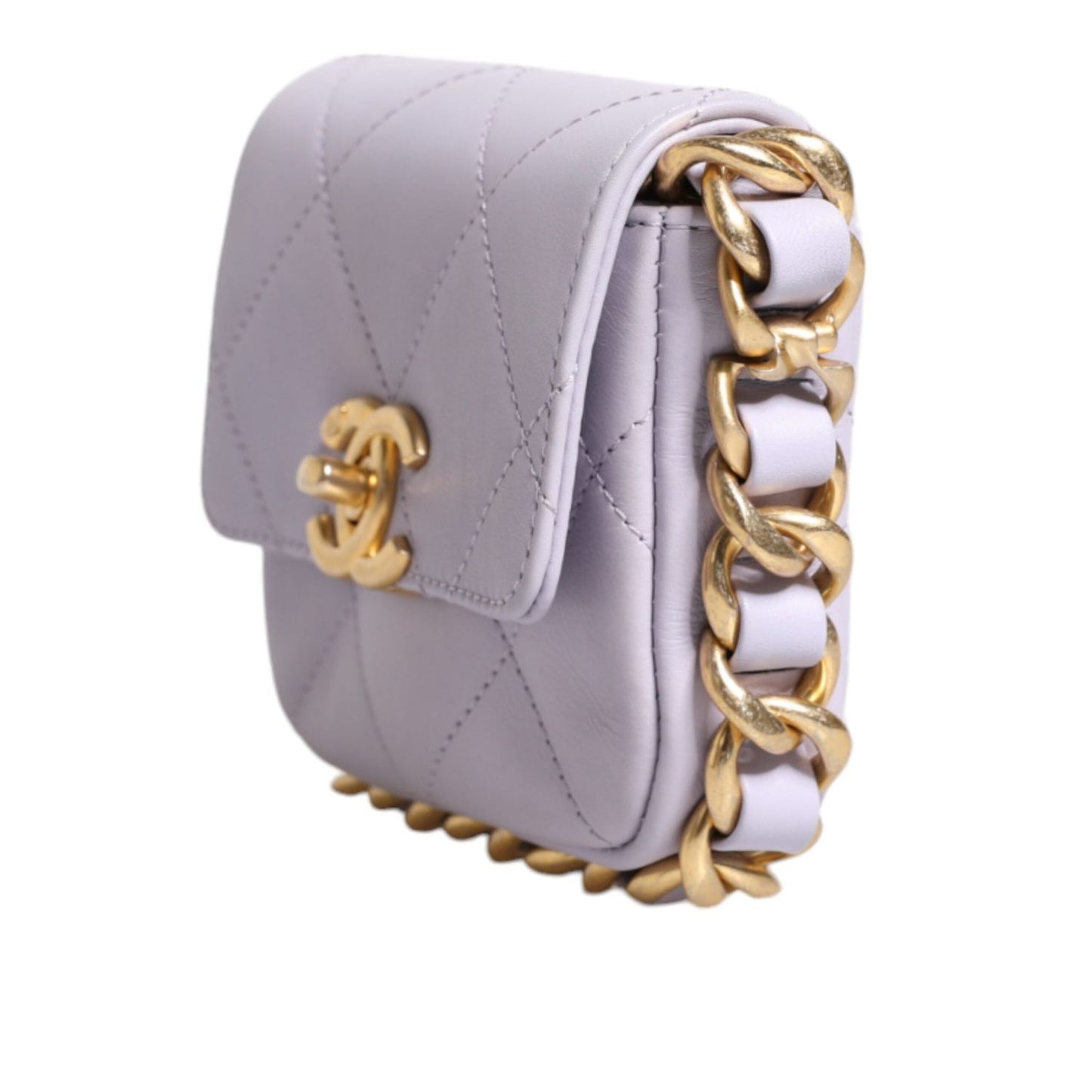 Chanel Blue Quilted Calfskin Framing Chain Flap Mini crossbody Bag CHA54