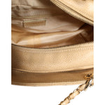 Chanel Beige Caviar De Coco Chain Leather Purse Bag CHA128