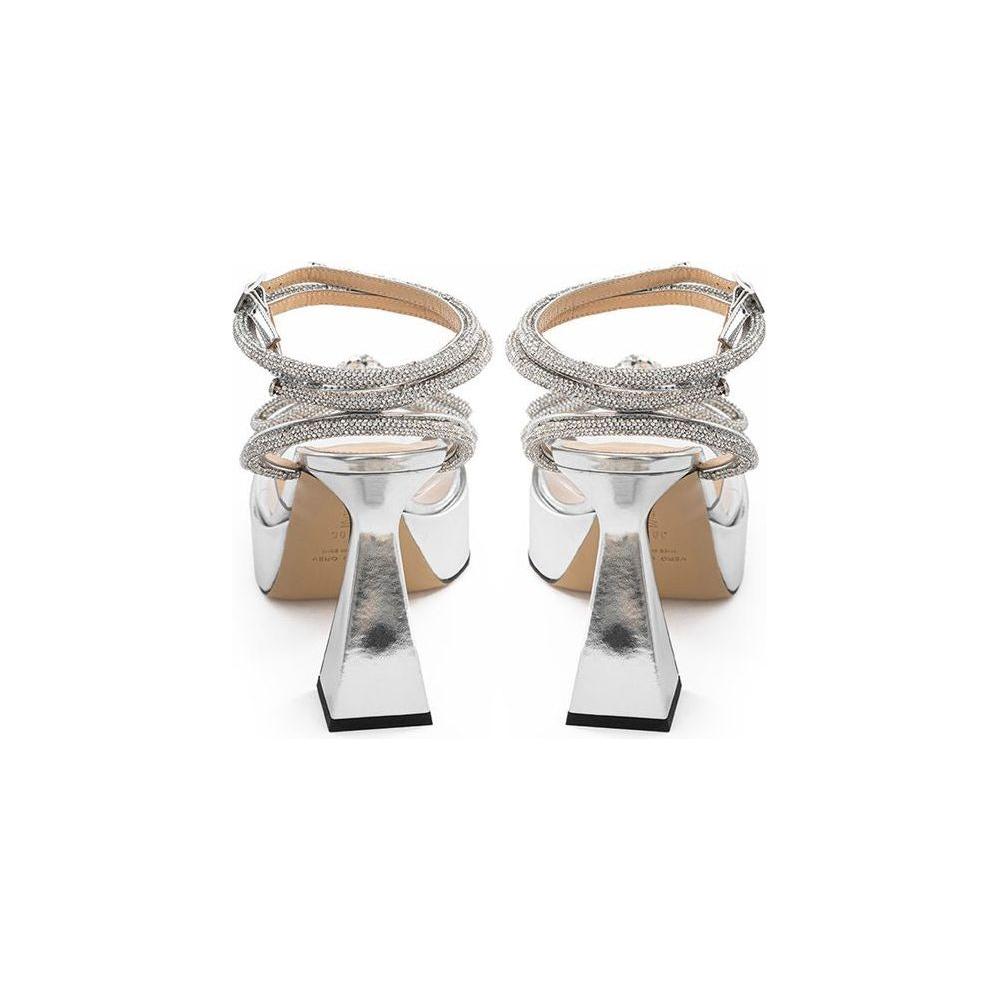 MACH & MACH Elegant Silver Leather Platforms