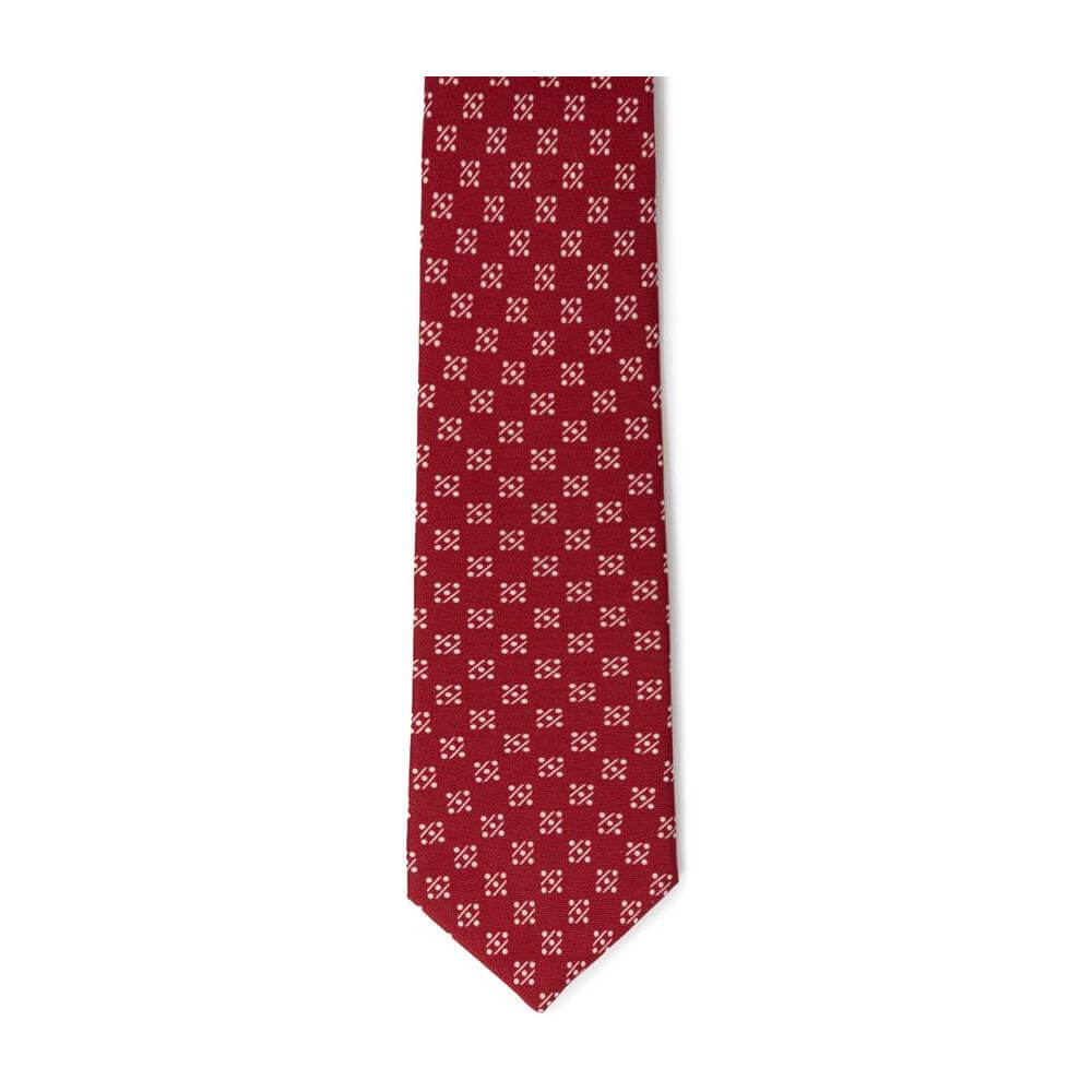 Giorgio Armani red silk tie with jacquard pattern, made in Italy.