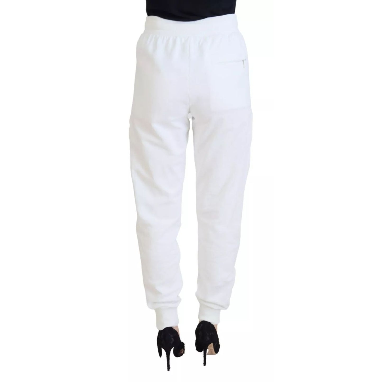Dolce & Gabbana White Cotton Women Sweatpants Trouser Pants PAN74031-40