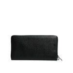 Dolce & Gabbana Black Calfskin Leather Logo Zip Around Continental Wallet