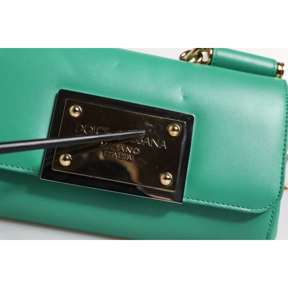 Dolce & Gabbana Emerald Green CalfskinLeather DG Logo Shoulder Bag BAG4000