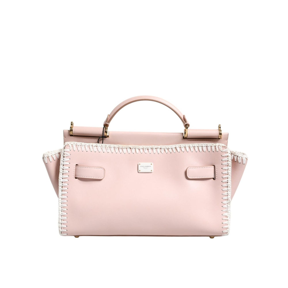 Dolce & Gabbana Light Pink Logo Plaque Soft Leather Strap Crossbody Bag BAG4009