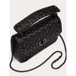 Valentino Garavani Black Nappa Leather Medium Rockstudt Spike Bag
