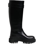 Dolce & Gabbana Black DG Logo Calf Leather High Boots Shoes