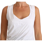 Cavalli Elegant White Tie Back Tank Top Tee Cavalli Light Gray
