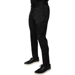Dolce & Gabbana Black Brocade Polyester Skinny Dress Pants