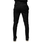 Dolce & Gabbana Black Brocade Polyester Skinny Dress Pants