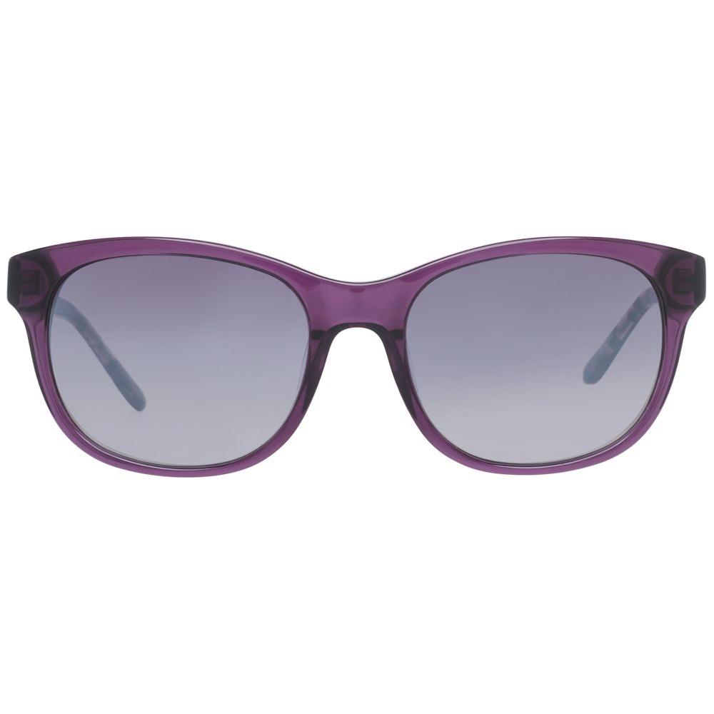 Harley-Davidson purple women's butterfly sunglasses with gradient grey lenses, full-rim plastic frame, 100% UVA & UVB protection.