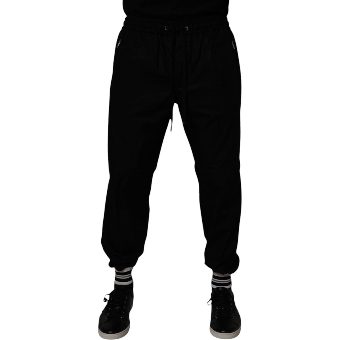 Dolce & Gabbana Black Cotton Men Jogger Sweatpants Pants