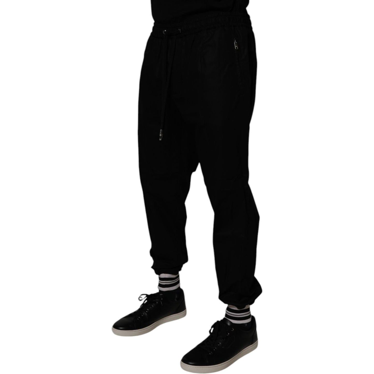 Dolce & Gabbana Black Cotton Men Jogger Sweatpants Pants