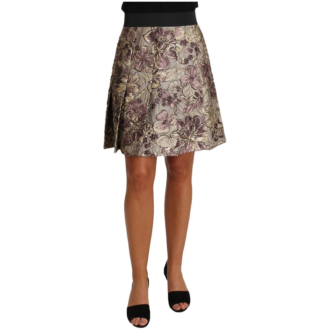 Dolce & Gabbana A-Line Mini Floral Print Jaquard Skirt Skirt