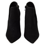 Steve Madden Black Suede Leather Stiletto Heels Boots Shoes
