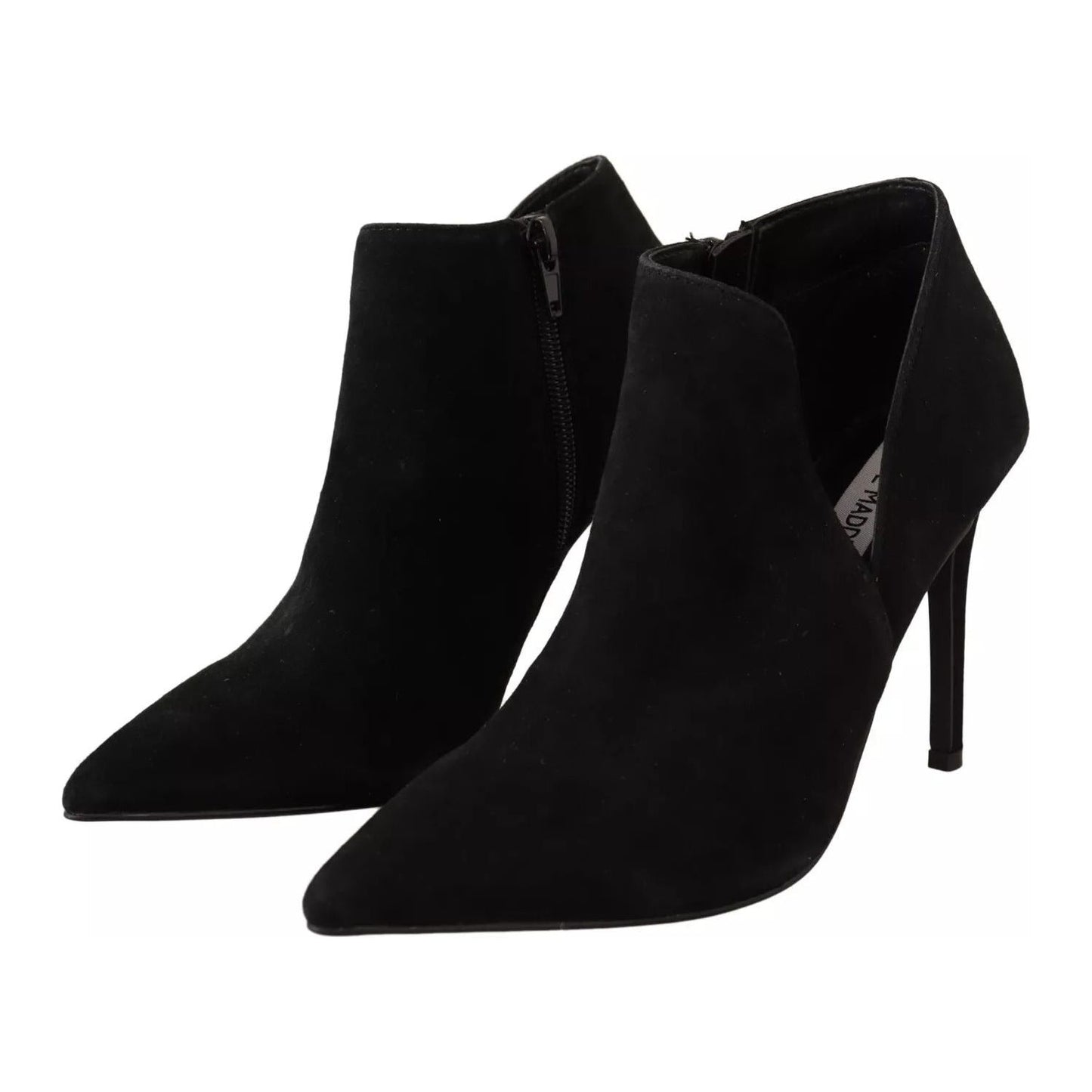 Steve Madden Black Suede Leather Stiletto Heels Boots Shoes