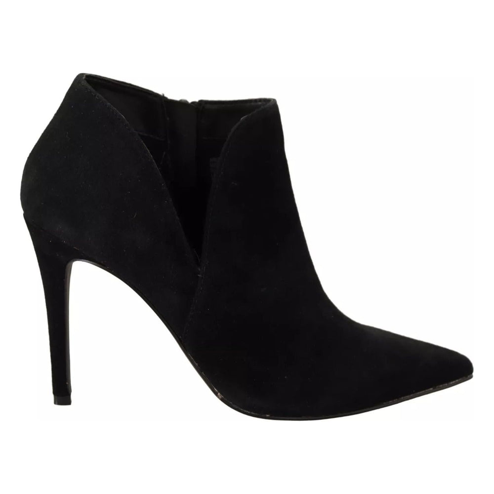 Steve Madden Black Suede Leather Stiletto Heels Boots Shoes