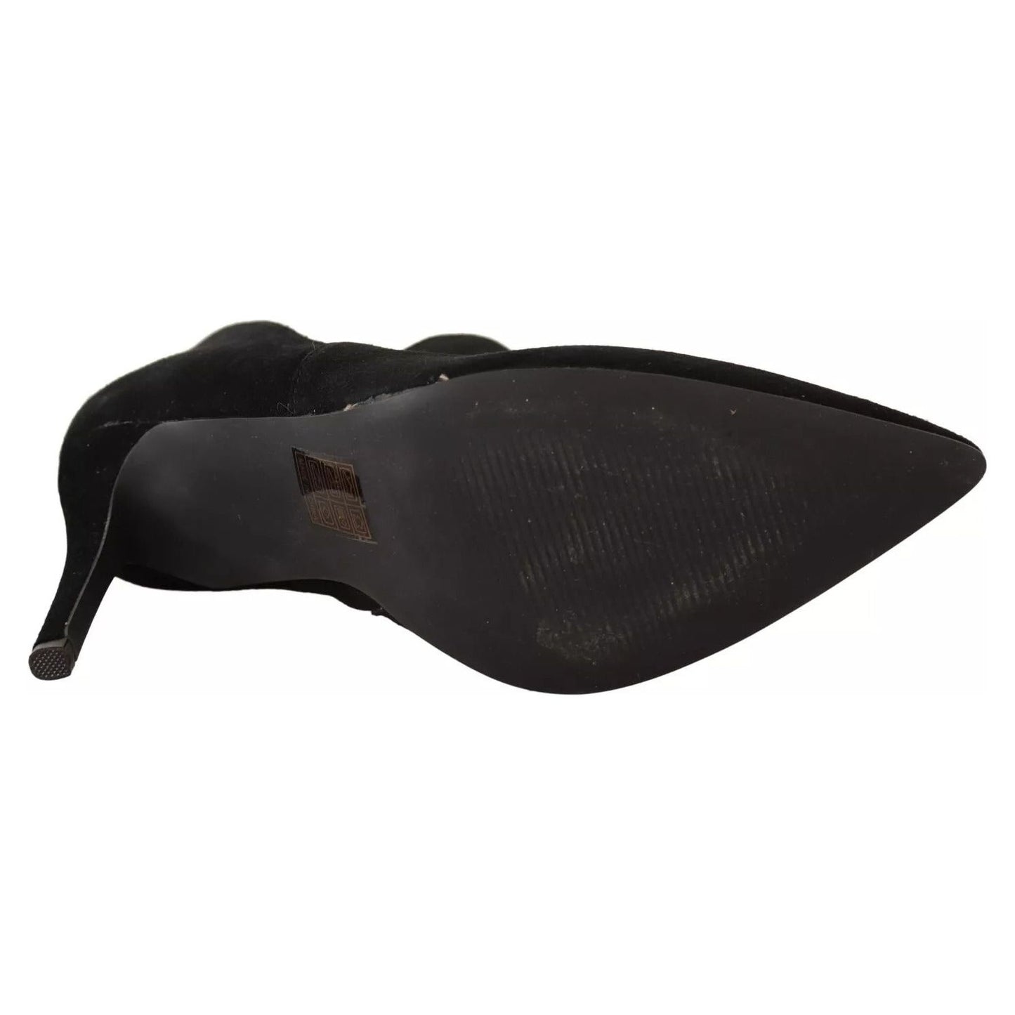Steve Madden Black Suede Leather Stiletto Heels Boots Shoes