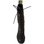 Gaelle Black Green High Combat Boots Lace Up Military Shoes