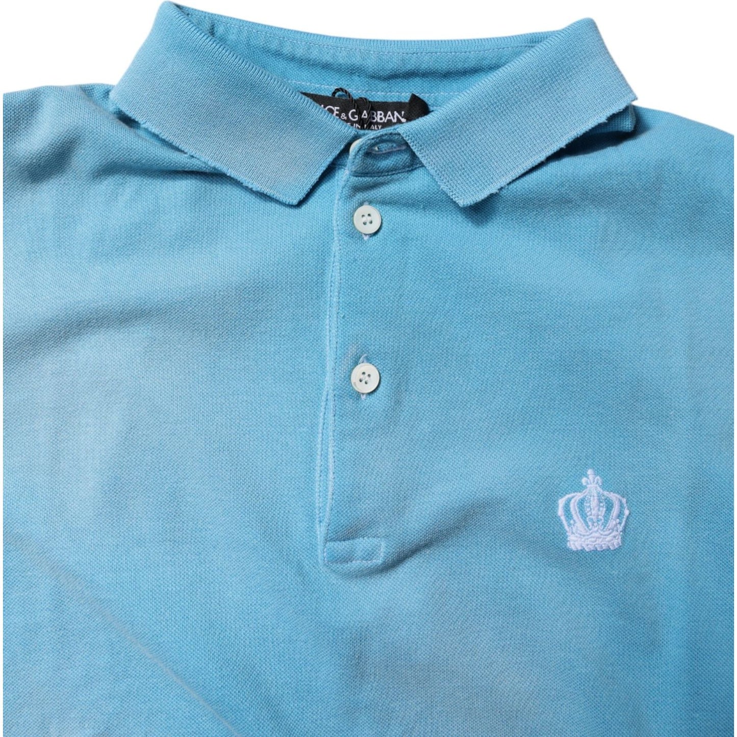 Dolce & Gabbana Blue Cotton Crown Collared Men Polo T-shirt TSH90007-46