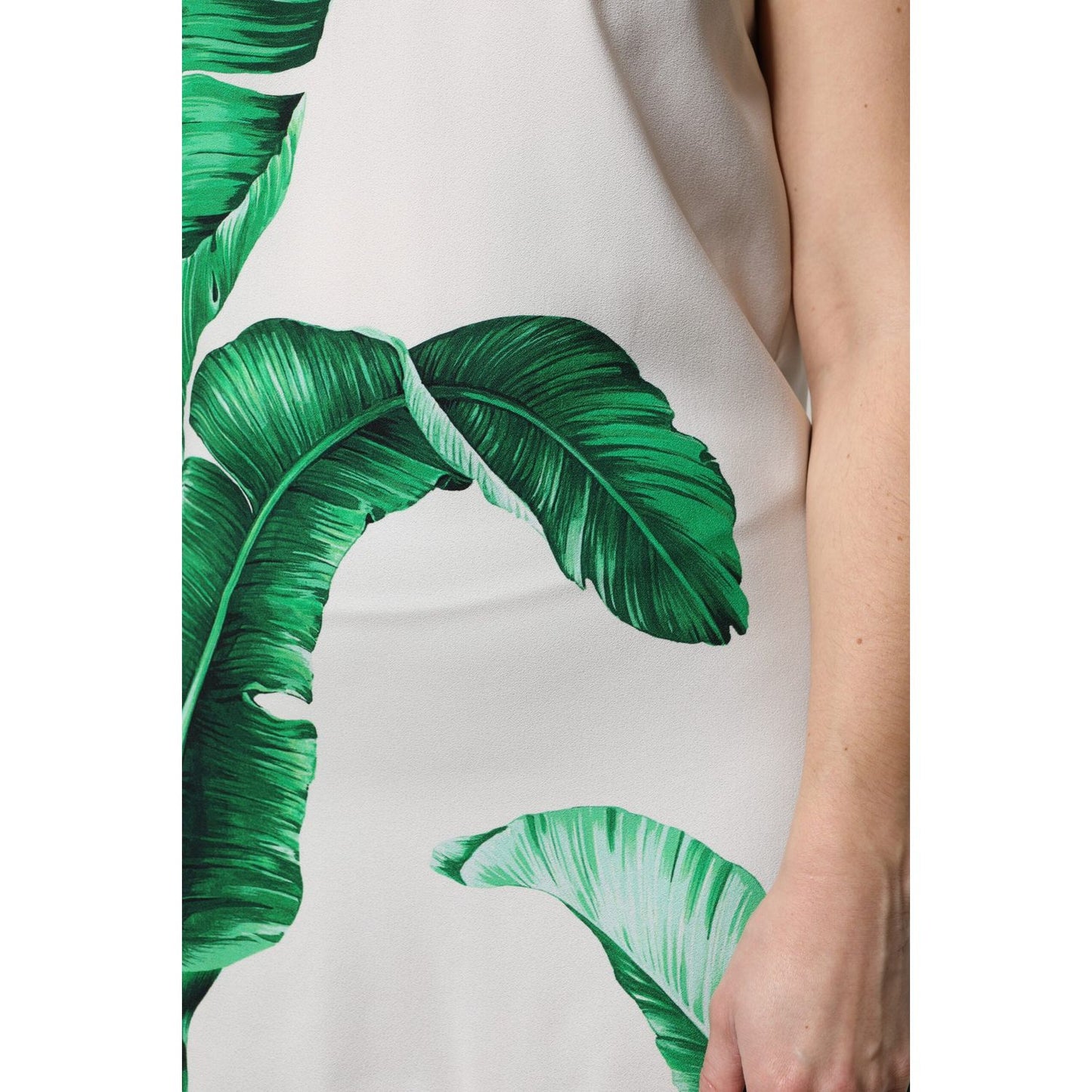 Dolce & Gabbana White Banana Leaf Print Round Neck Tank Top TSH90109-40