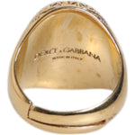 Dolce & Gabbana Gold Tone Engraved Logo Two Color Jewelry Ring
