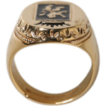 Dolce & Gabbana Gold Tone Engraved Logo Two Color Jewelry Ring