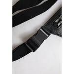 Dolce & Gabbana Black Calfskin Logo Plaque Belt Waist Men Fanny Pack Bag