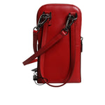 Dolce & Gabbana Red Leather Purse Phone Sling Crossbody Neck Strap Bag BAG4297