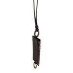 Dolce & Gabbana Brown Calf Leather Lanyard Logo Card Holder Wallet