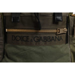Dolce & Gabbana Military Green Patchwork School Backpack Bag BAG4458