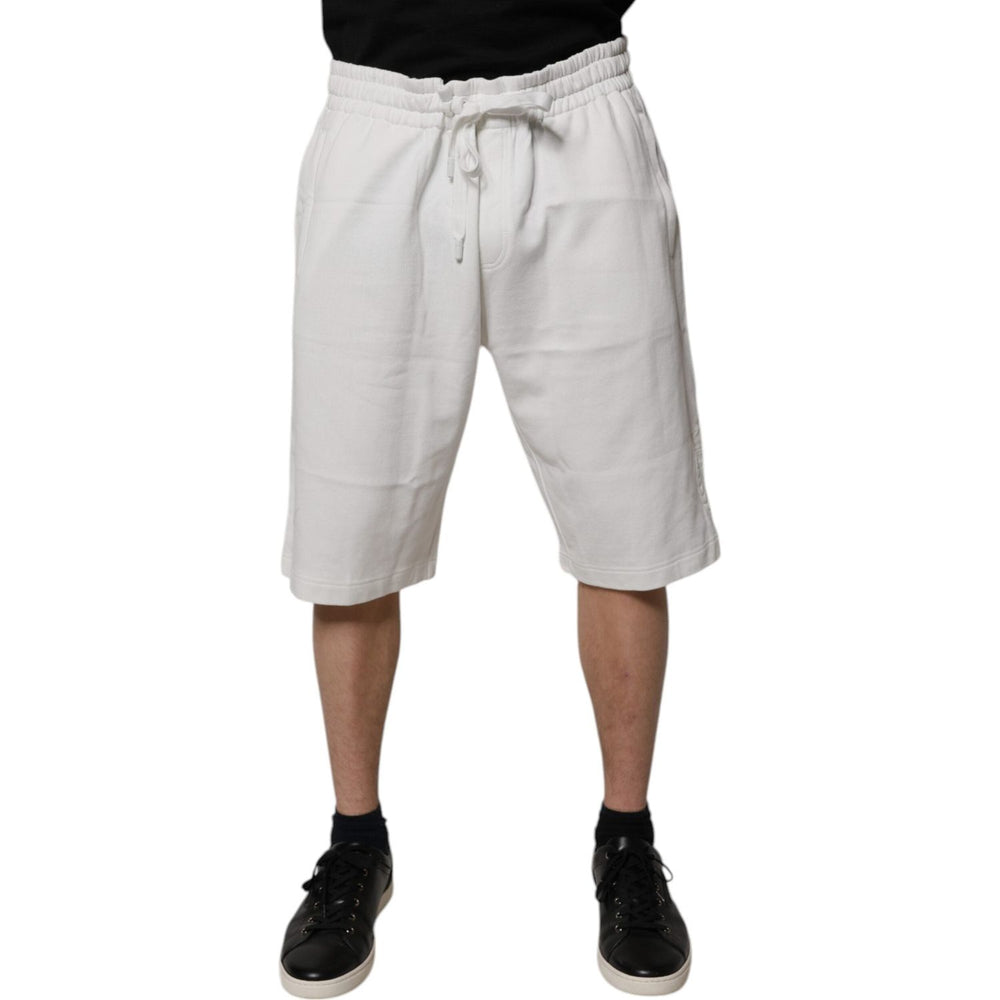 Dolce & Gabbana White Cotton Sweatshorts Men Bermuda Shorts PAN75235-58