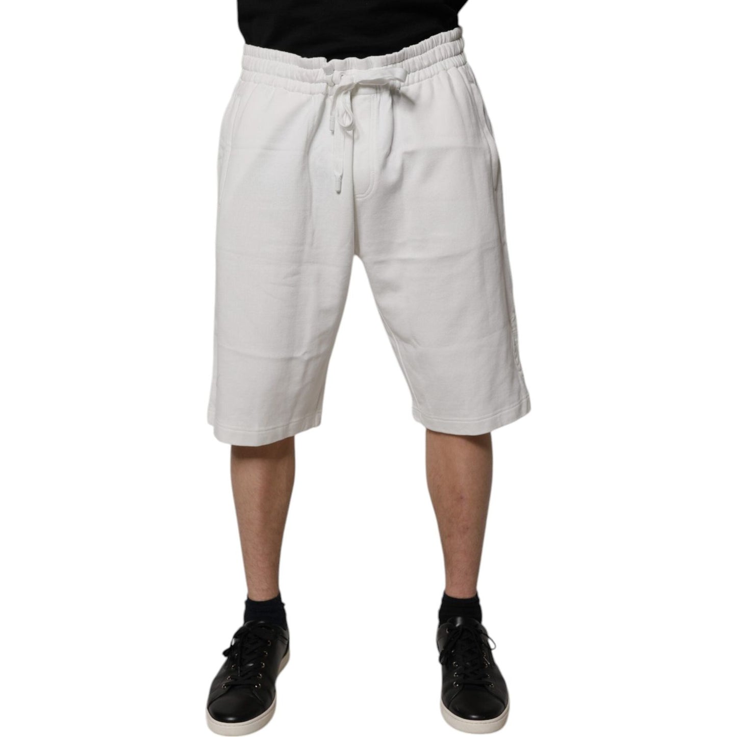 Dolce & Gabbana White Cotton Sweatshorts Men Bermuda Shorts PAN75235-58