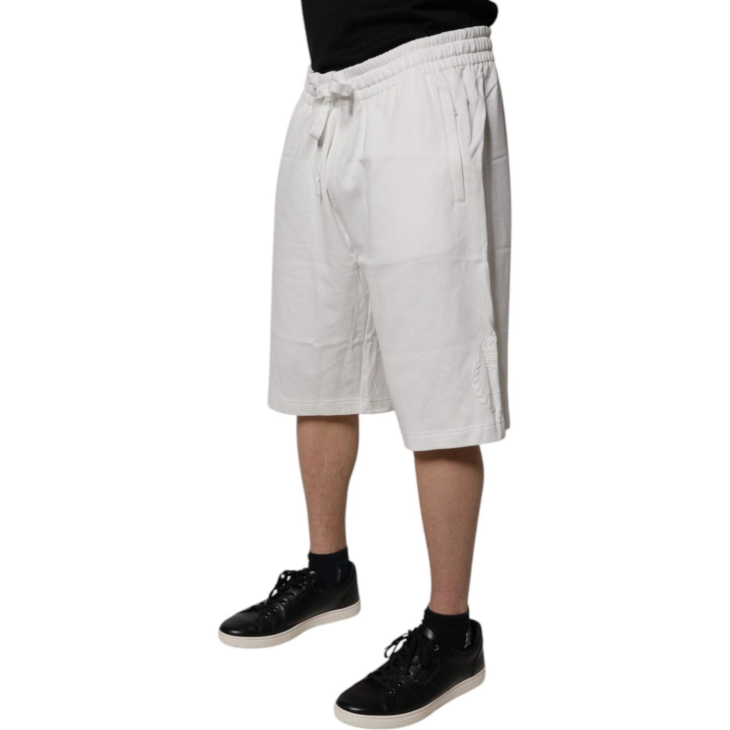Dolce & Gabbana White Cotton Sweatshorts Men Bermuda Shorts PAN75235-58