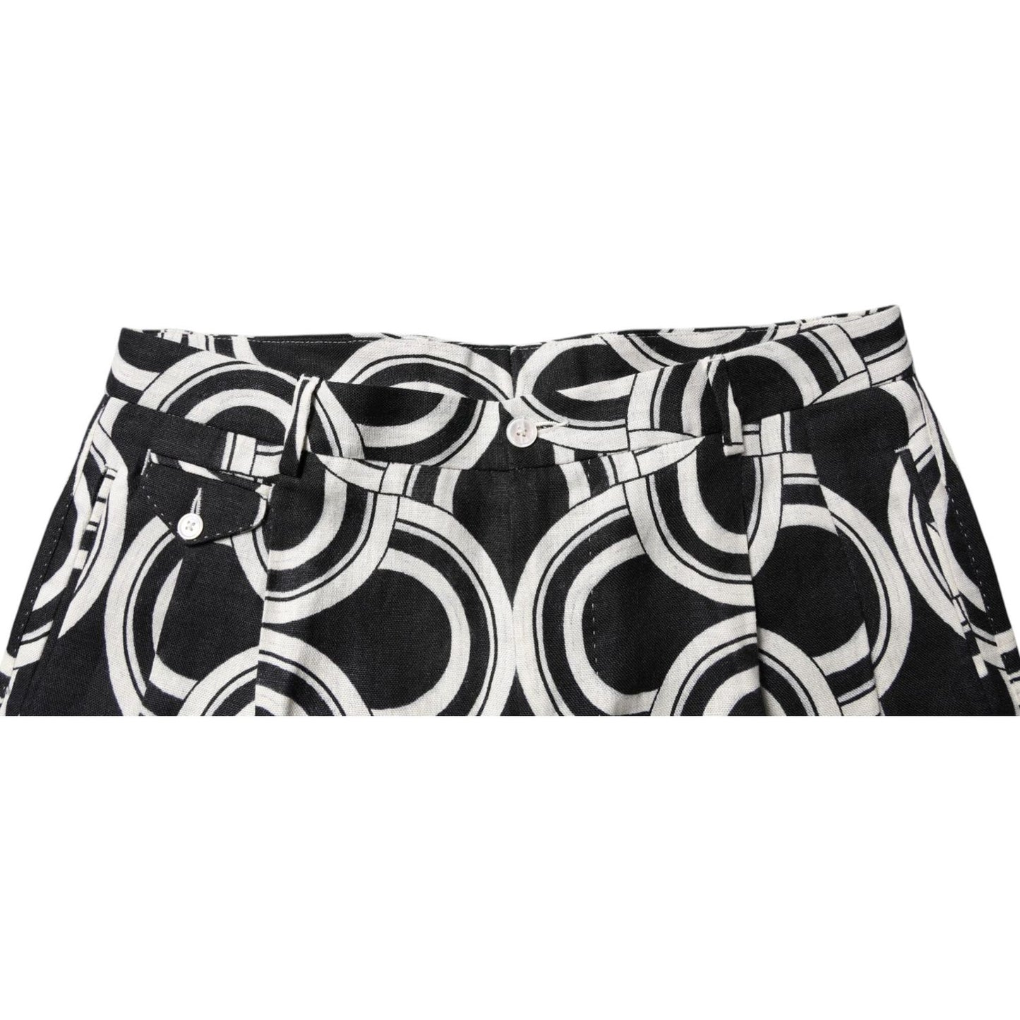 Dolce & Gabbana Black White Linen Bermuda Shorts